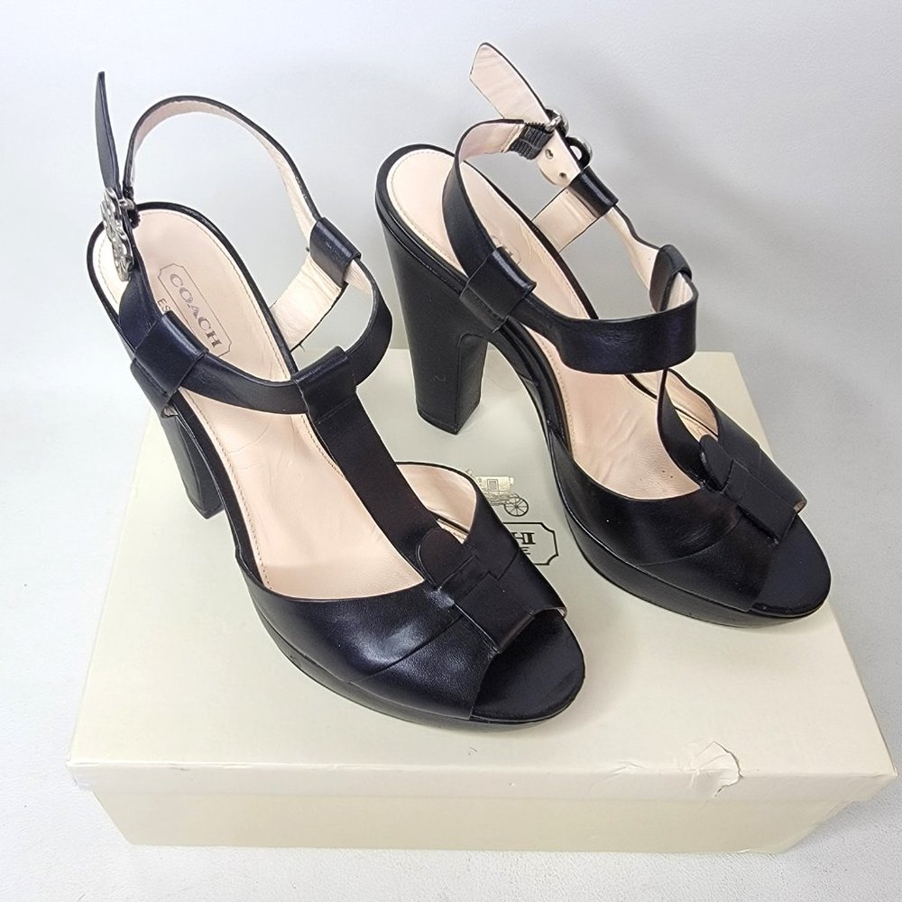 Coach Kourtney Vachetta Black Heels Women's 8.5 M